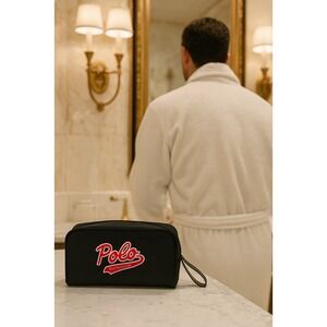 Polo Ralph Lauren Black Cosmetic Bag Travel Pouch Toiletry Kit MenClean preppy